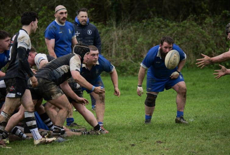Jamie Zambas lurks as Llandeilo look to attack. Picture William John